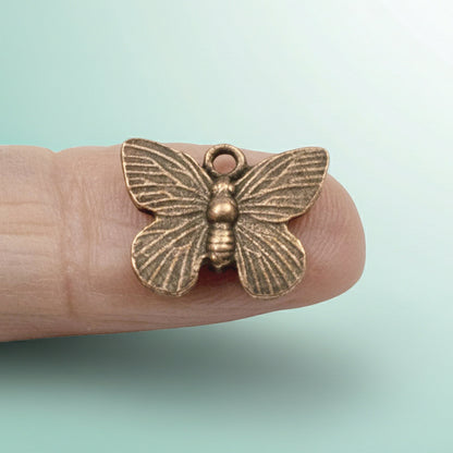 Antique Copper Butterfly Charms, 2-Pack Animal Lover Nature Jewelry, USA Made