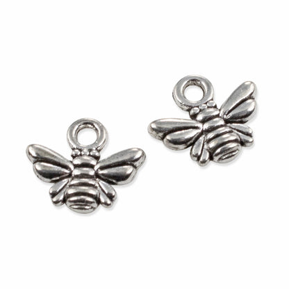 Bee Charms 20-Pack, Antique Silver Metal Botanical Nature DIY Jewelry Supply