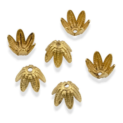 Daisy Bead Caps 6mm Antique Gold-Plated Pewter: 6Pcs Floral Findings USA Made
