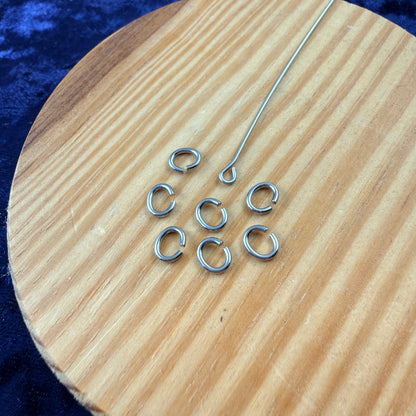 Titanium Oval Jump Rings, Medium 7-Pack, Hypoallergenic Open Findings
