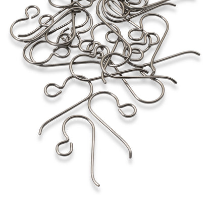 Titanium Ear Wires 50-Pack, Hypoallergenic Earring Hooks USA Made Sensitive Ears