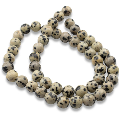 Dalmatian Jasper Beads 8mm, Natural Spotted Stone Beads, Earthy Gemstone, 15" Strand