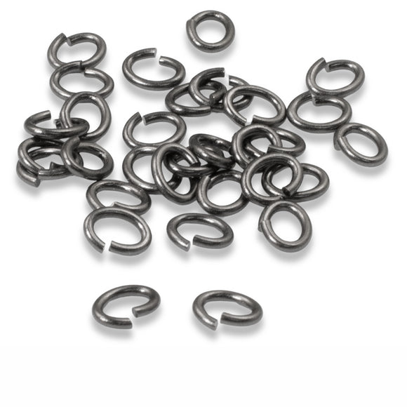 50 Black Small Oval Jump Rings, TierraCast 4x5mm Gunmetal Connectors for DIY Jewelry and Crafts