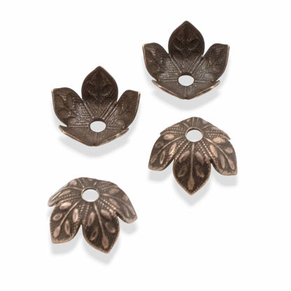 Etched Daisy Bead Caps 8mm Antique Copper-Plated Pewter: Botanical Metal Findings USA Made 4 Pack