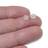 50 Sparkling Clear Glass Beads, Faceted Rondelle + AB Finish for DIY Jewelry
