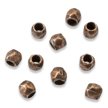 10 Faceted Round 4mm Beads for Leather - Copper Plated Pewter - Nunn Design