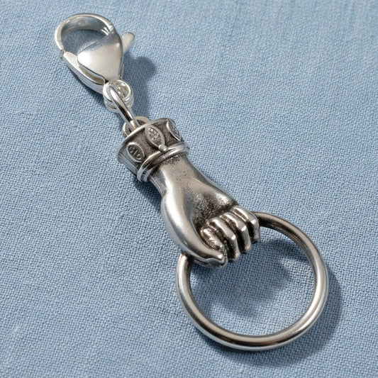 Silver Hand with Ring Clip-On Charm Holder Eyeglass Necklace Boho