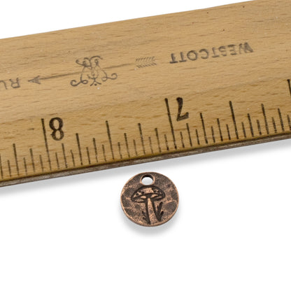 Mini Mushroom Charms Copper 2Pc, Antique Copper Plated Woodland Rustic Jewelry