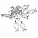 25 Jesus Fish Charms - Silver Metal Ichthys Pendants - Christian Jewelry Making