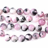 30-Pack Pink & Gray Jade Beads, Elegant 10mm Dyed Jade for Jewelry Making