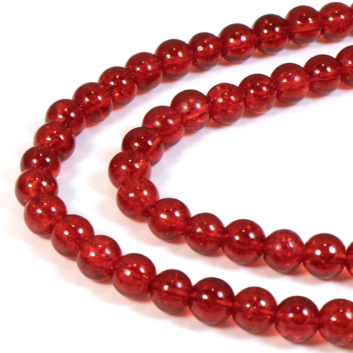Red Crackle Glass Beads 100-Pack 6mm Round Christmas Crafts & Jewelry Making