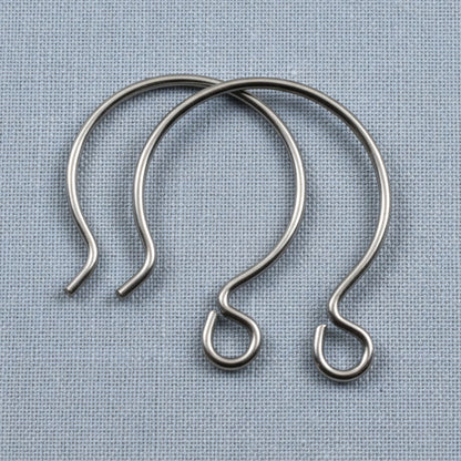 Gray Niobium Circle Hoop Ear Wires, Hypoallergenic, USA Made, 4-Pack
