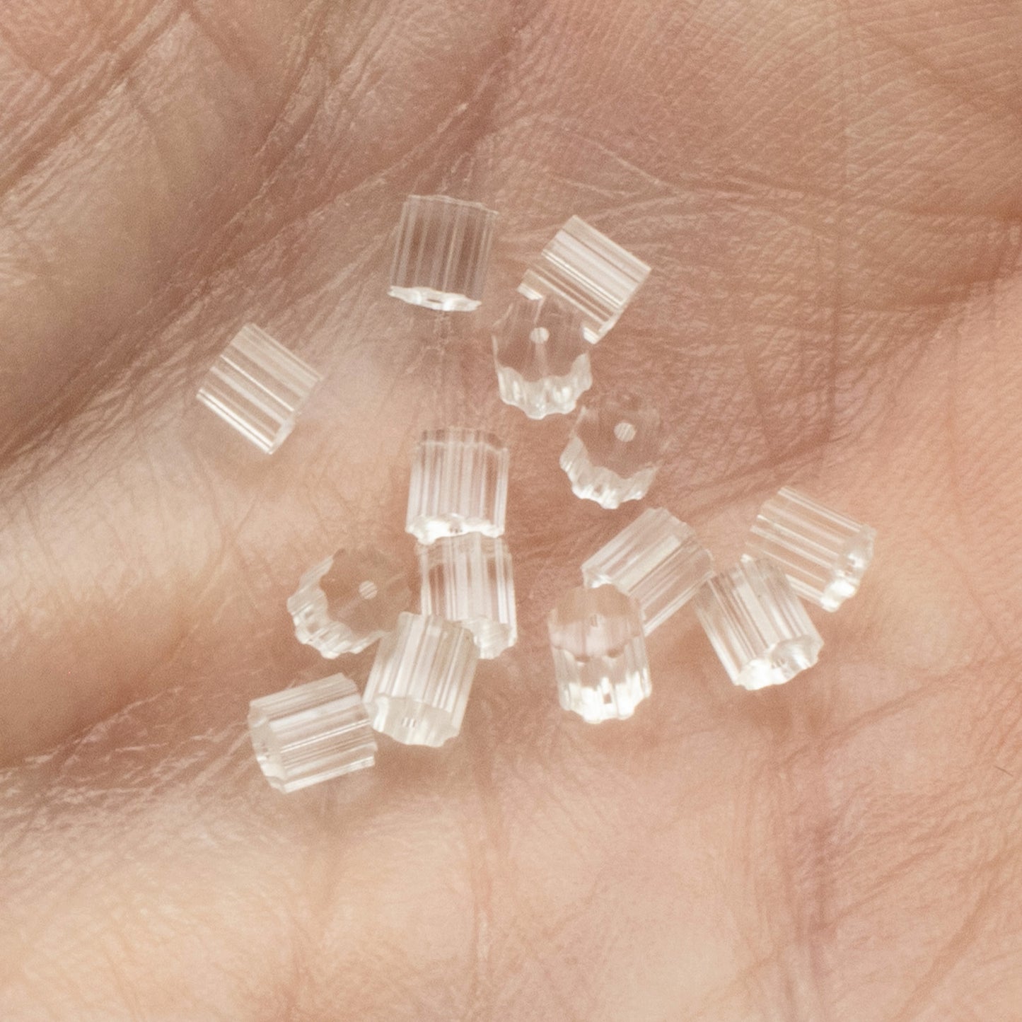 Earring Backs Clear Plastic 100 Pack: Ribbed Nut Stoppers for French Hook and Post Earrings Secure Snug Fit Jewelry Display