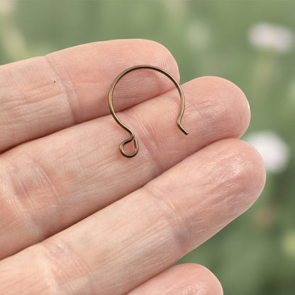 Bronze Niobium Circle Hoop Ear Wires, Hypoallergenic, USA Made, 4-Pack