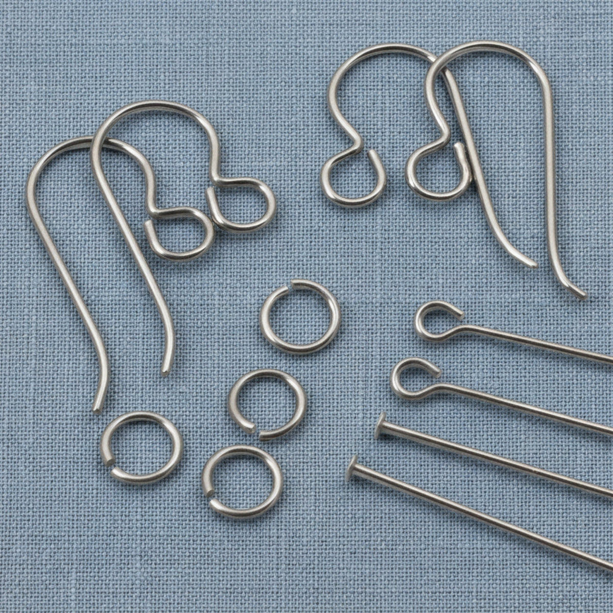 Niobium Earring Kit Gray, Complete Findings for 2 Pairs, Just Add Beads, Hypoallergenic Jewelry Making