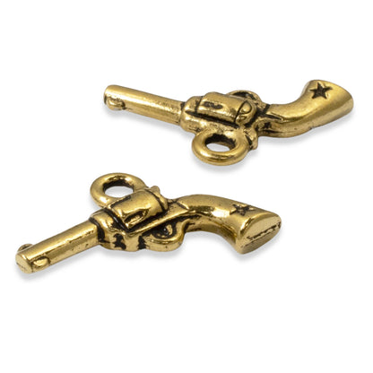 20-Pack Gold Six Shooter Charms - TierraCast Destash - Western Jewelry Accents for Jewelry Making