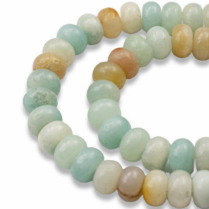 Brown Amazonite Beads, Rondelle 5mm x 8mm, Multicolor Gemstone Strand, 78Pcs