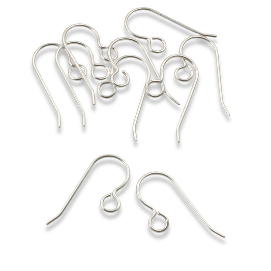 10 Sterling Silver Ear Wires - Regular Loop - USA Made - French Earring Hooks