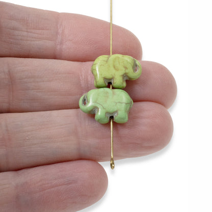 20 Whimsical Green Elephant Beads for DIY Jewelry, Crafts, and Boho Projects