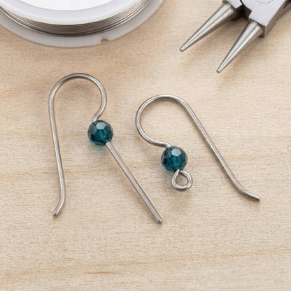 Titanium Ear Wire Blanks 50-Pack Bulk Straight Leg Earring Hooks for Custom Earrings Hypoallergenic