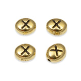 4 Gold Letter "X" Alphabet Beads, TierraCast Oval Initial Beads for DIY Jewelry