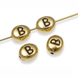 4 Gold Letter "B" Alphabet Beads, TierraCast Oval Initial Beads for DIY Jewelry