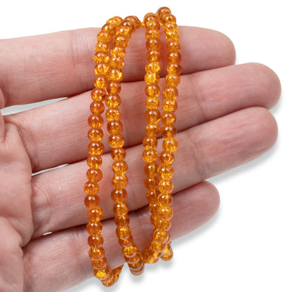 200-Pack 4mm Orange Glass Beads, Crackle for Handmade Jewelry & Autumn Crafts