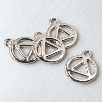 Sacred Geometry Pendant, 4-Pack Silver Spirit Recovery Charms, TierraCast Design Triangle in Circle Sobriety Jewelry