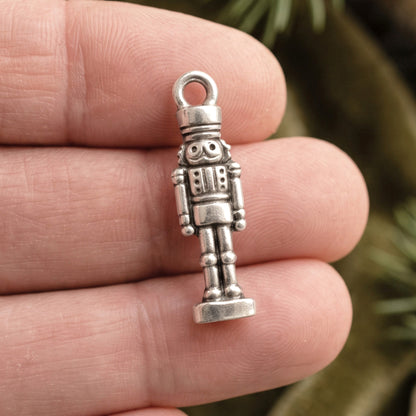 Silver Nutcracker Charms, 4 Pack Antique Pewter, Vintage Christmas Ballet Decor