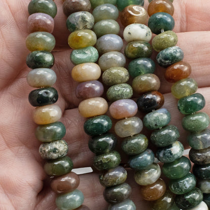 India Agate Beads, Rondelle 5mm x 8mm, Multicolor Blood Agate Strand, 78Pcs