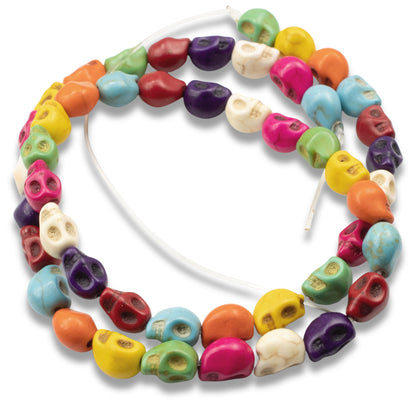 Colorful Mini Skull Stone Beads for DIY Halloween Jewelry and Day of the Dead Crafts