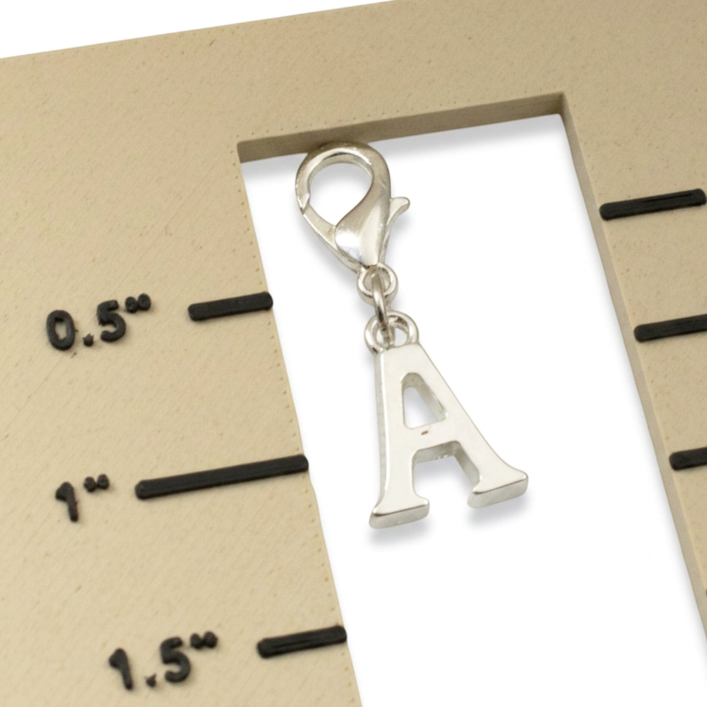 Silver Letter A Charm, Initial Alphabet Clip-On, Personalized Jewelry, Custom Initial Charm