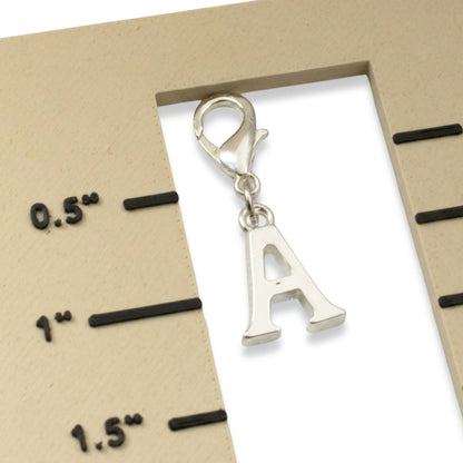 Silver Letter A Charm, Initial Alphabet Clip-On, Personalized Jewelry, Custom Initial Charm