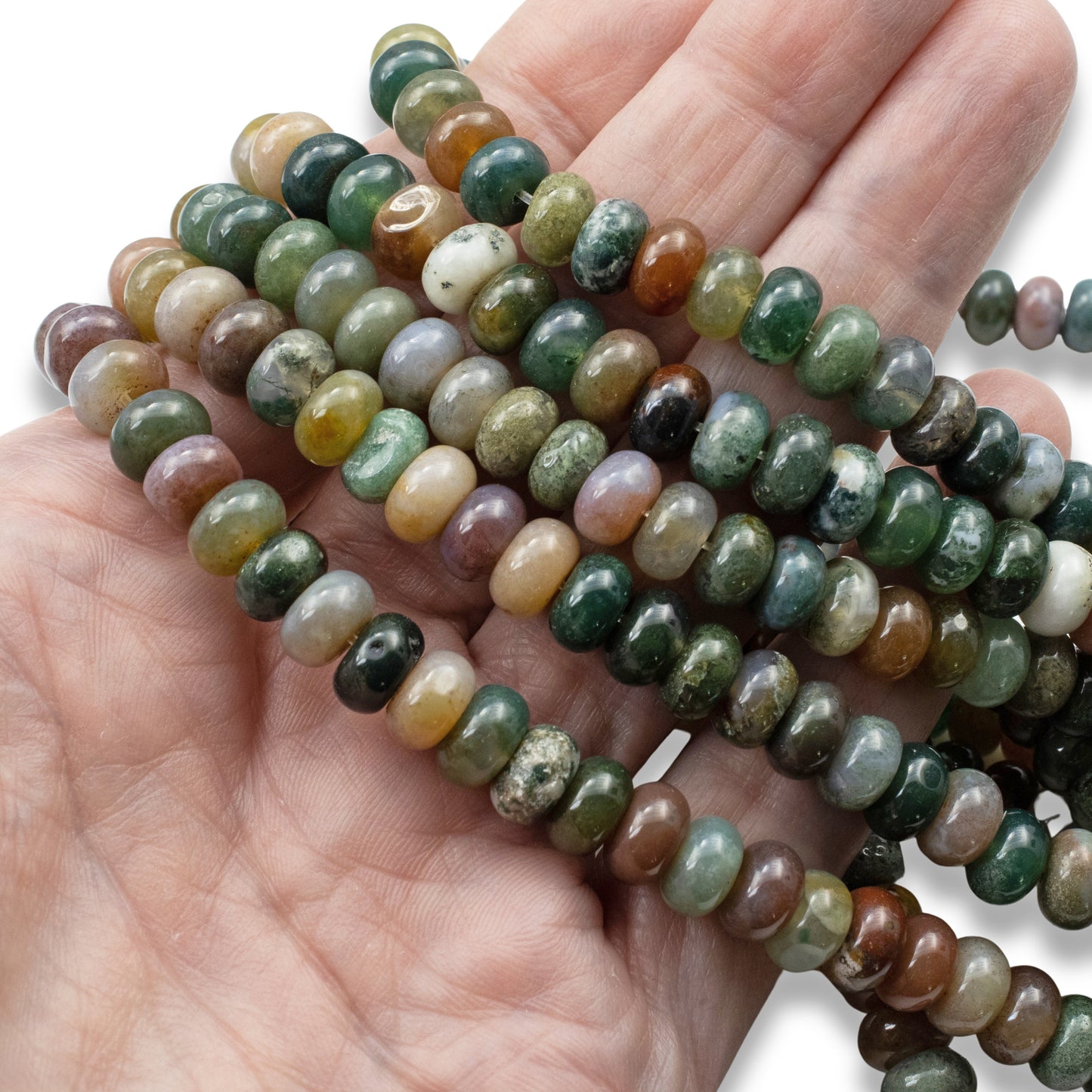 India Agate Beads, Rondelle 5mm x 8mm, Multicolor Blood Agate Strand, 78Pcs