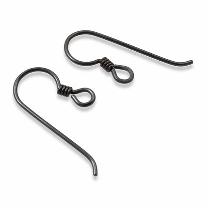 10-Pack Black Niobium Ear Wires + Black Coil Accent - Hypoallergenic Earring Hooks