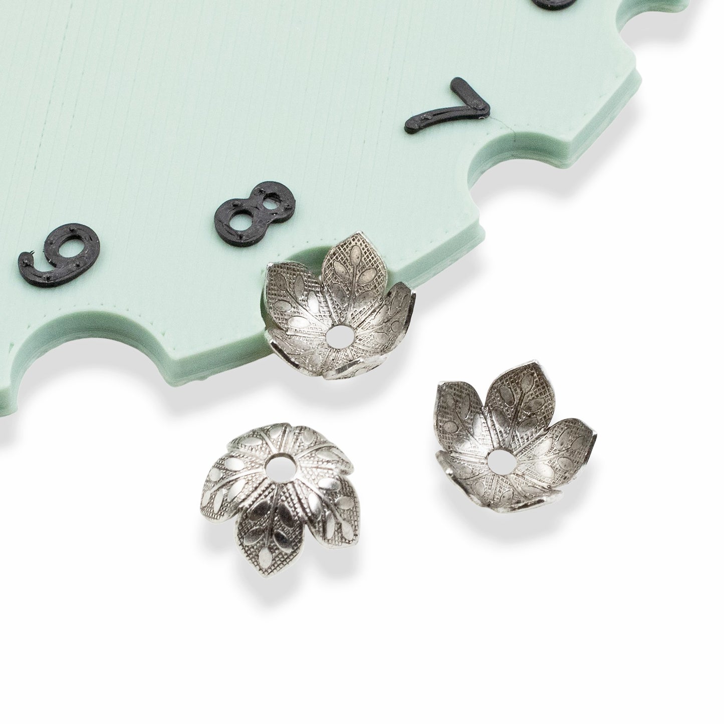 Etched Daisy Bead Caps 8mm Antique Silver-Plated Pewter: Botanical Metal Findings USA Made 4 Pack