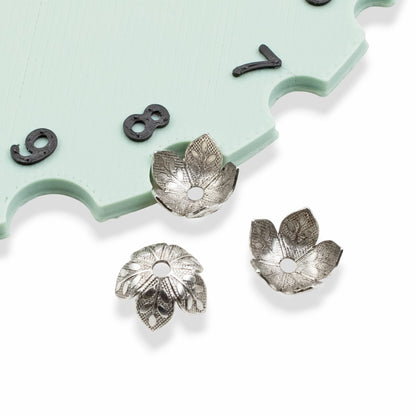 Etched Daisy Bead Caps 8mm Antique Silver-Plated Pewter: Botanical Metal Findings USA Made 4 Pack