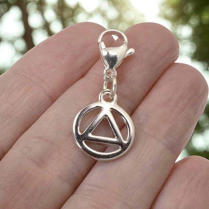 Recovery Bag Charm Silver Triangle, Sobriety Clip-On, Inspirational Symbol for Healing & Resilience, Encouragement Gift