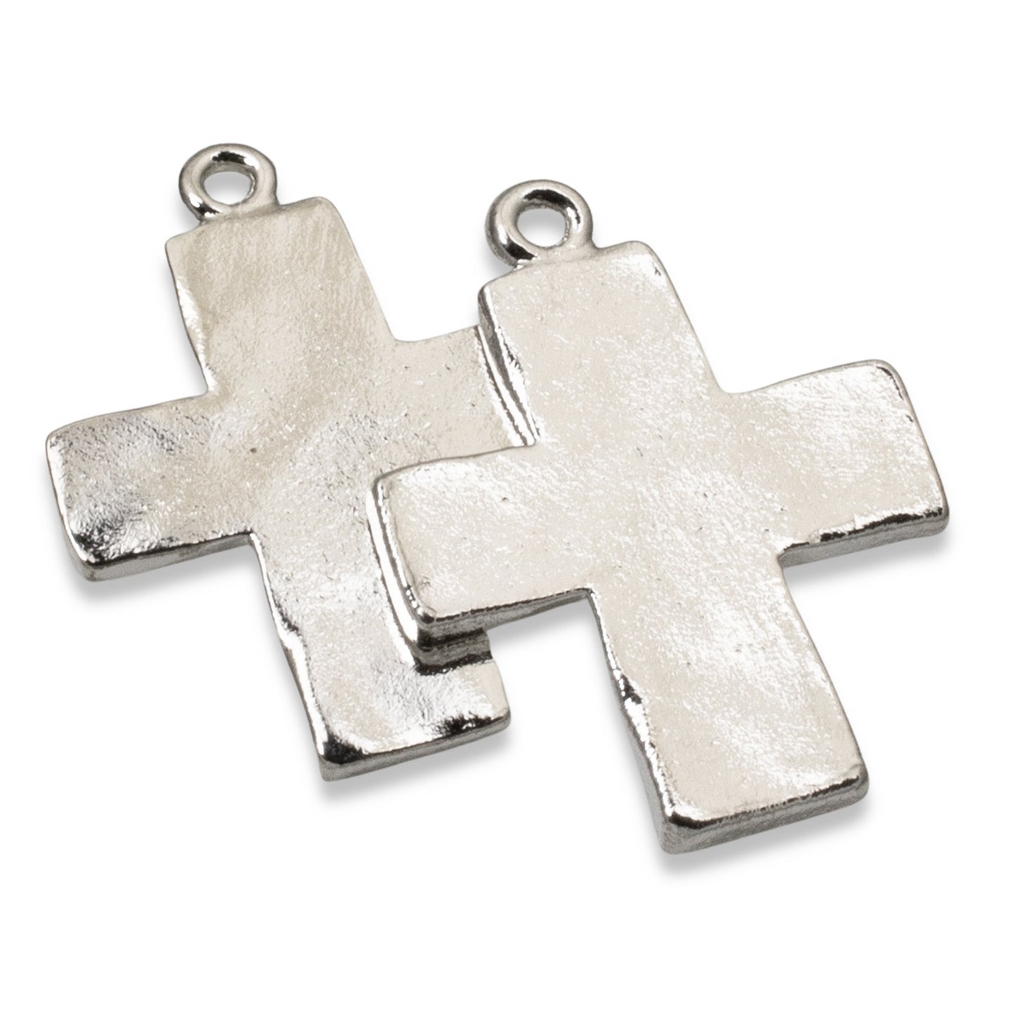 Hammered Cross Charms Sterling Silver 2-Pack, Premium Artisan Textured USA Made