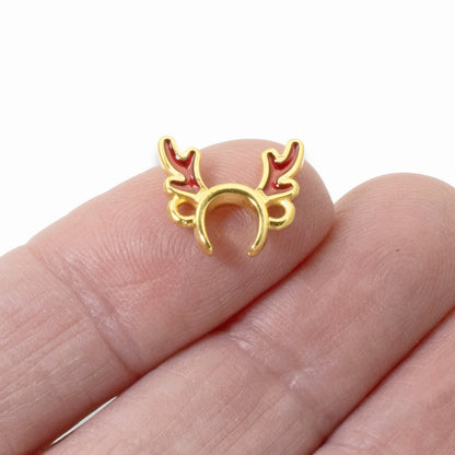 Antler Connector Links 4-Pack, 24k Gold Plated Reindeer Links, Christmas Jewelry Making