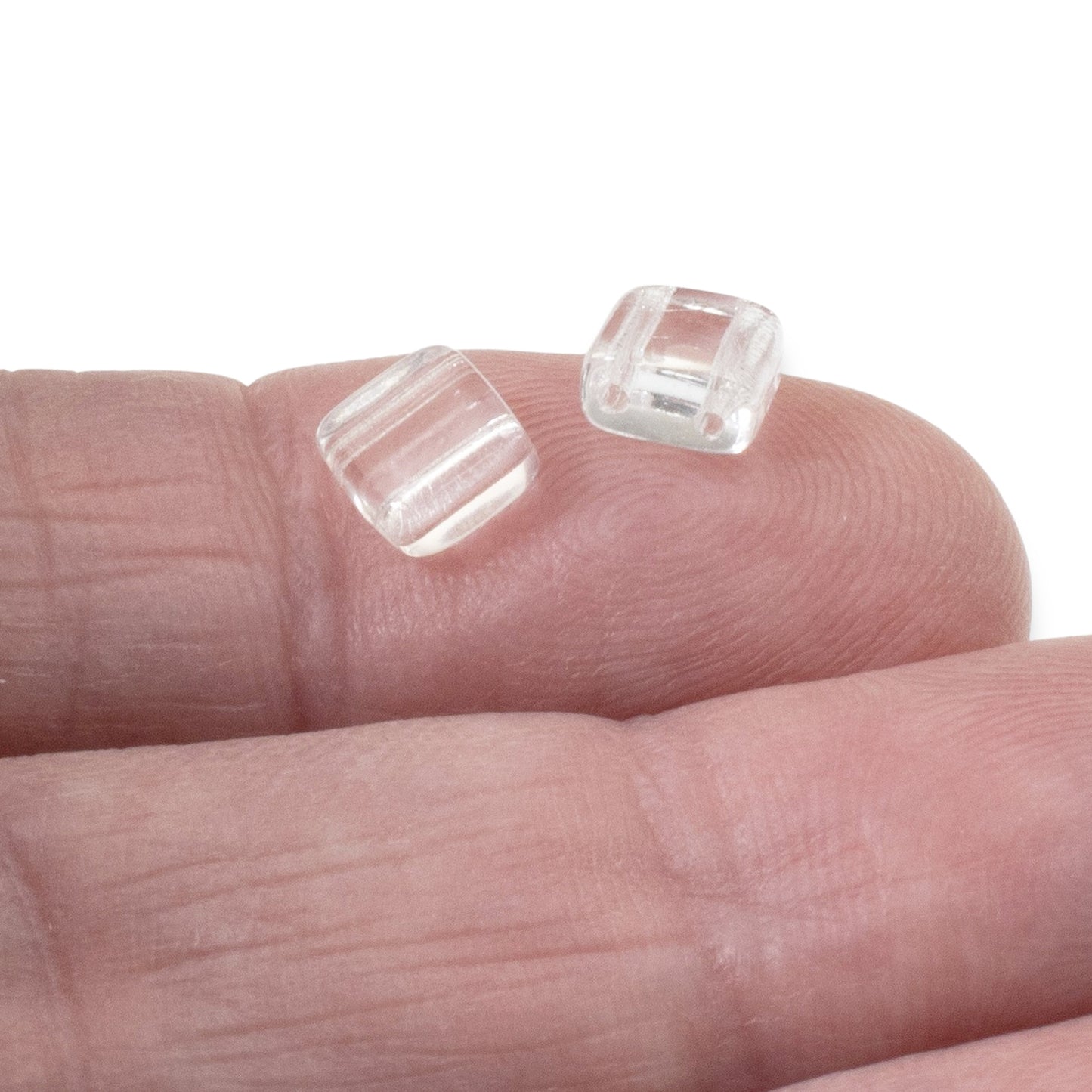 50 Square Tile Beads - Crystal Clear - 6mm 2-Hole Czech Glass for DIY Bracelets