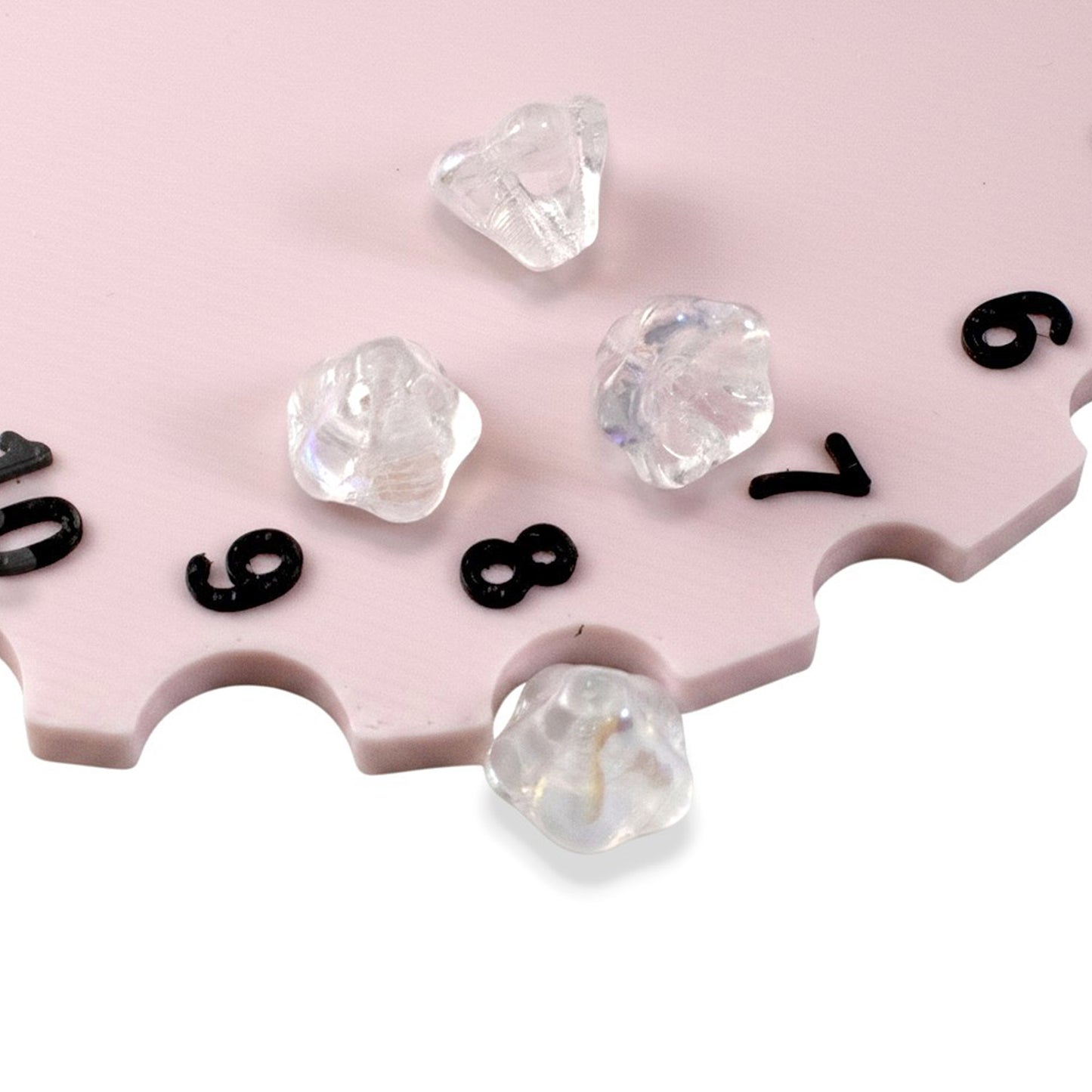 Crystal Clear AB Bell Flower Beads: Czech Glass 6x8mm Iridescent 25-Pack
