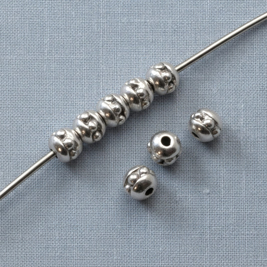 50 Silver Beaded 3mm Round Seed Beads, Tiny Accent Beads for Elegant Jewelry