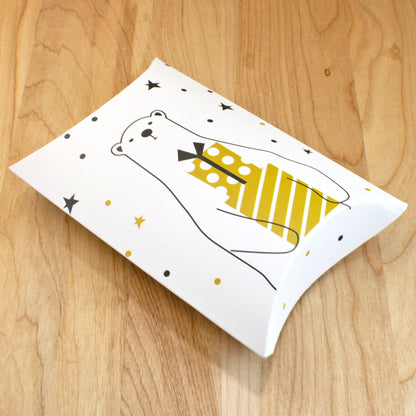 Polar Bear Gift Boxes, 5-Pack Holiday Pillow Boxes, Whimsical Christmas Packaging Set