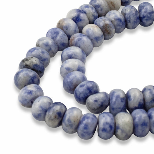 Denim Lapis Beads, Rondelle 5mm x 8mm, Blue Gray Gemstone Strand 78Pcs