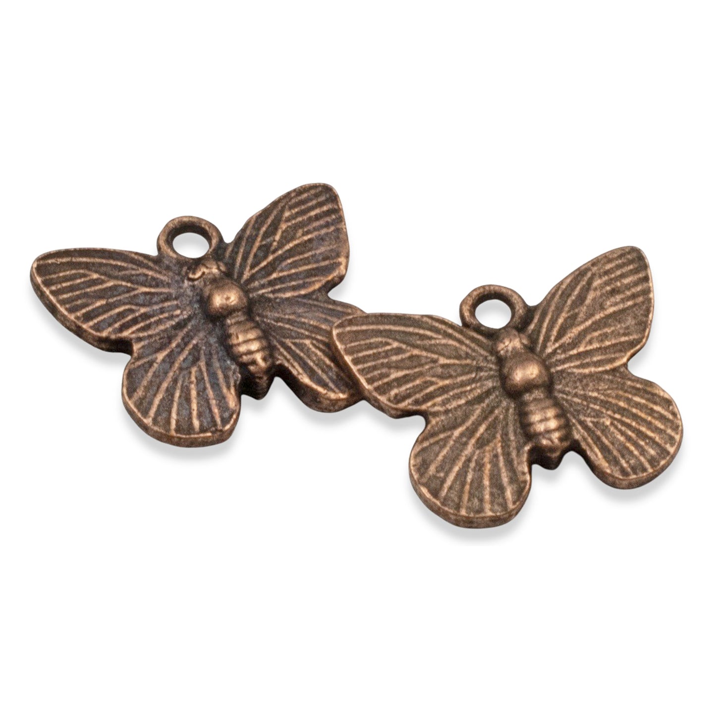 Antique Copper Butterfly Charms, 2-Pack Animal Lover Nature Jewelry, USA Made