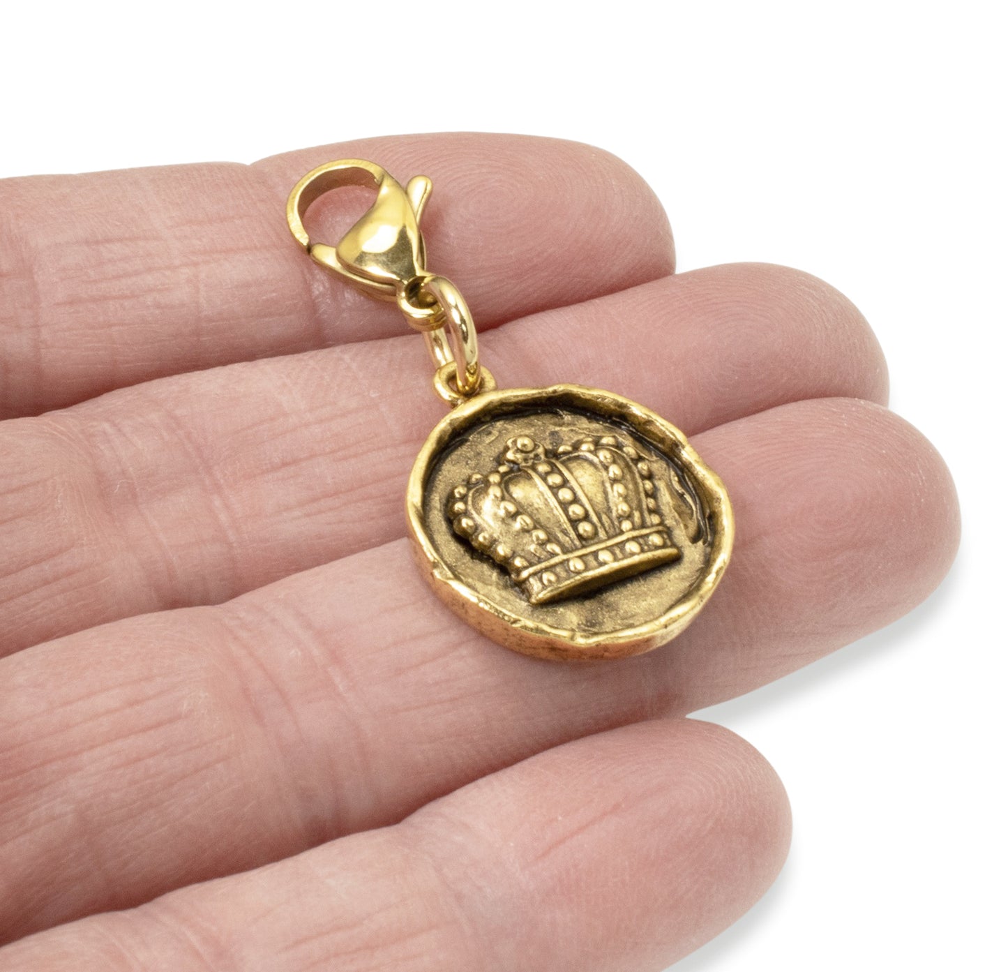 Gold Crown Charm, Regal Clip On Accessory, Mardi Gras King Duke Gift