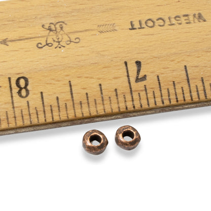 5 Copper 5mm Nugget Spacer Beads - Large Hole for Leather Cord - Nunn Design