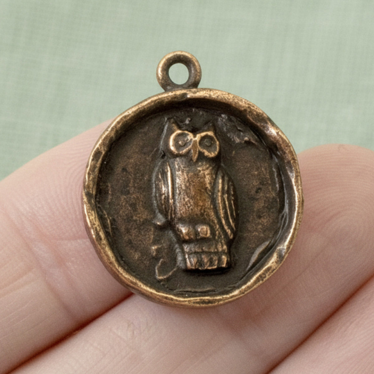 Copper Owl Pendants, Rustic Fall Nature Charm, Woodland Animal Jewelry, USA Made, 2-Pack