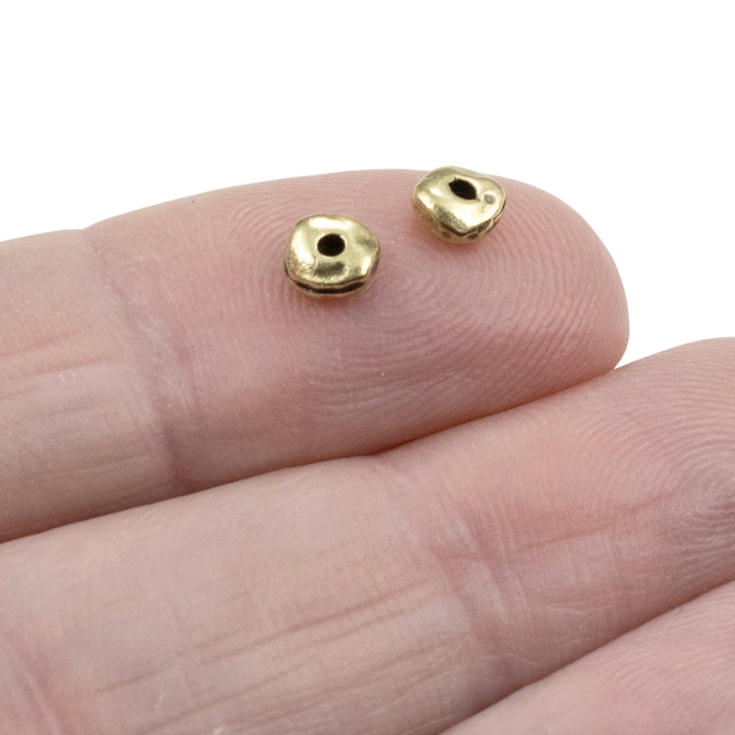 Antique Brass 5mm Nugget Spacer Beads: 25Pcs Organic Shape Pewter Boho Supplies